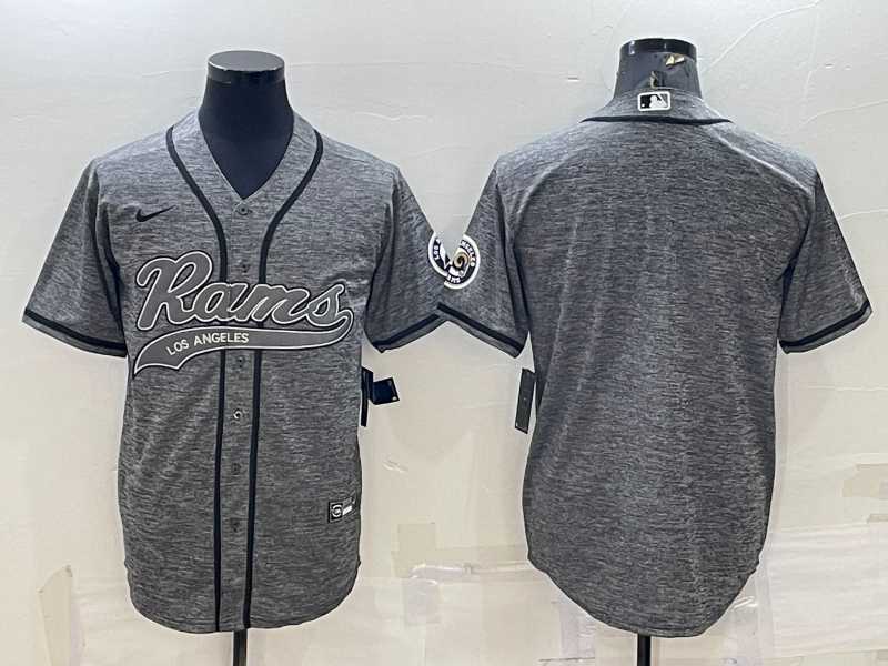 Men%27s Los Angeles Rams Blank Grey Gridiron Cool Base Stitched Baseball Jersey